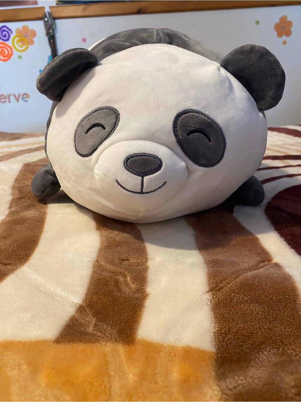 Gray & White Panda Smoochy Pals Plush Pillow